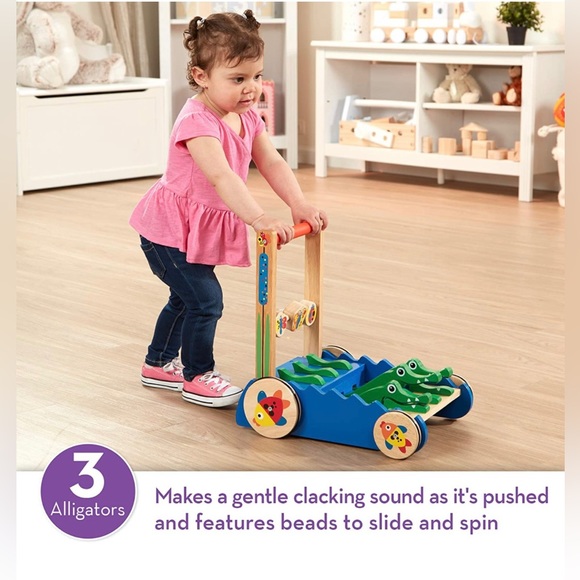 Melissa & Doug Deluxe Chomp Wooden Alligator Activity Push Walker (Ages 1+) - Picture 7 of 7